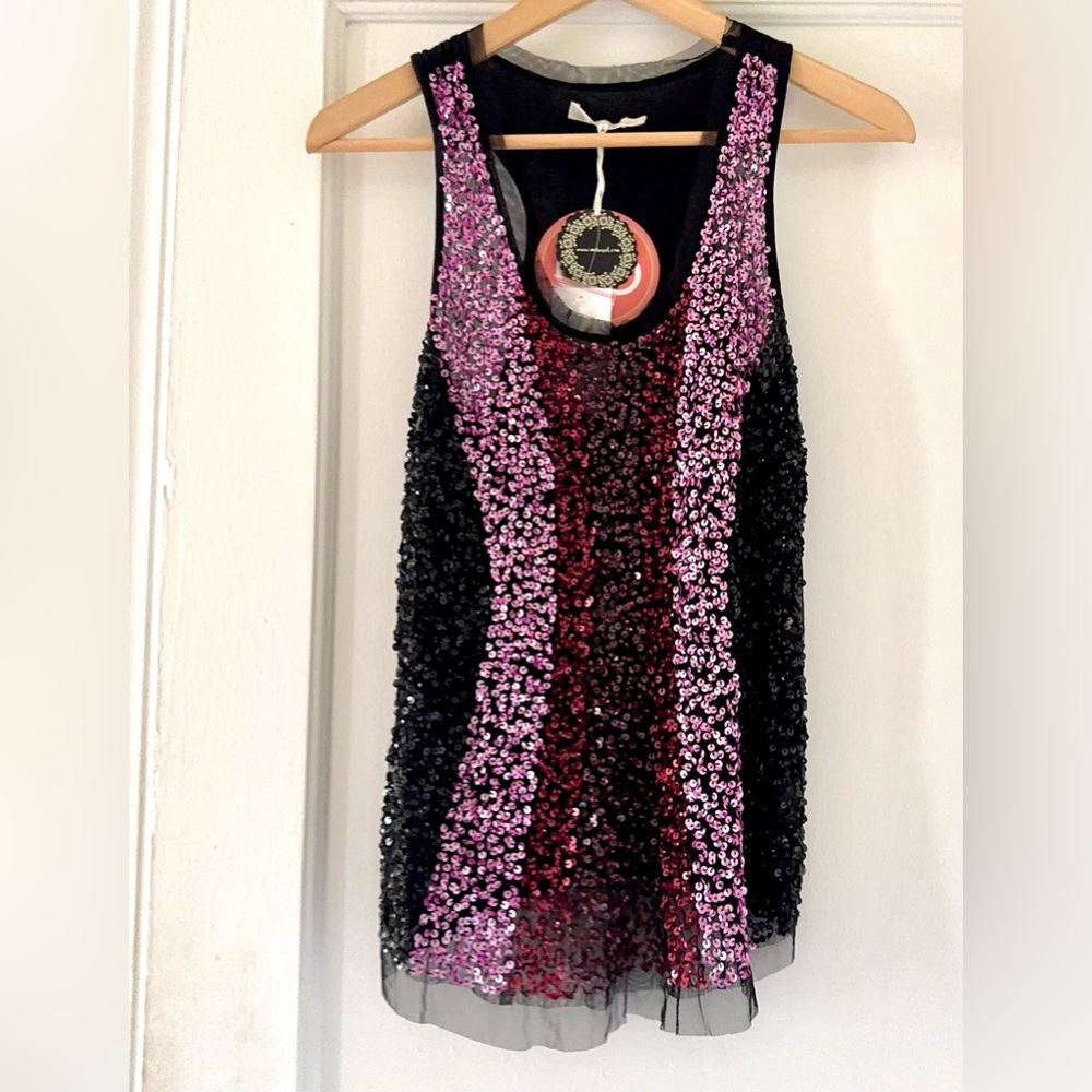 Hazel Black and Pink Sequin Embellishment
